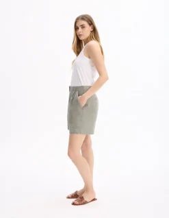 Celio Short en lin - gris^Femme Jupes & Shorts|Collection Lin