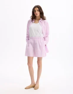 Celio Short en popeline rayé - violet^Femme Loungewear|Les Essentiels Aux Meilleurs Prix