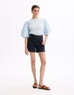 Celio Short flat à boutons décoratifs - denim^Femme Les Essentiels Aux Meilleurs Prix|Jupes & Shorts