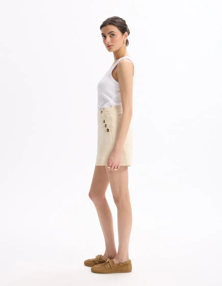 Celio Short flat à boutons décoratifs - ivoire^Femme Jupes & Shorts