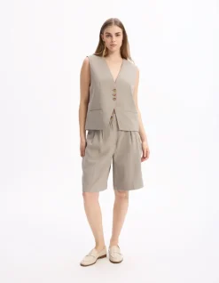 Celio Short habillé droit - beige^Femme Les Tailleurs|Jupes & Shorts
