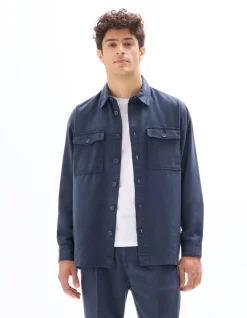 Celio Surchemise unie en 100% TENCEL™ Lyocell - marine^Homme Chemises|Costumes Casual