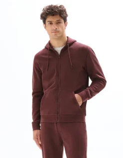 Celio Sweat à capuche zippé regular 100% coton - bordeaux^Homme Sweats