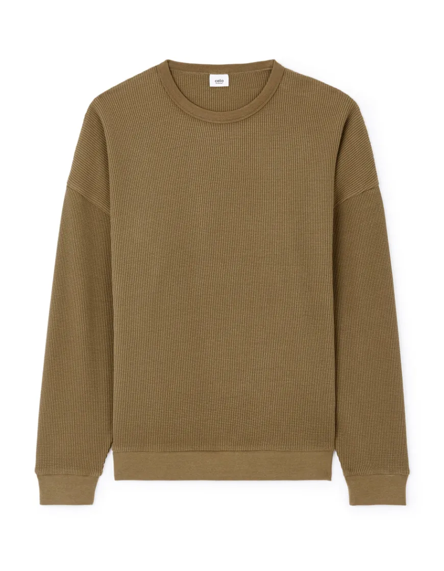 Celio Sweat oversize col rond 100% coton - marron^Homme Sweats