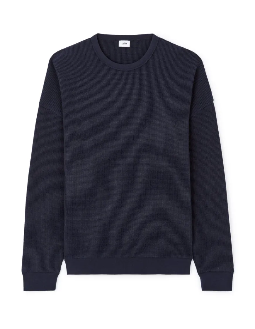Celio Sweat oversize col rond 100% coton - marine^Homme Sweats