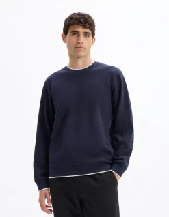 Celio Sweat regular col rond coton mélangé - marine^Homme Sweats