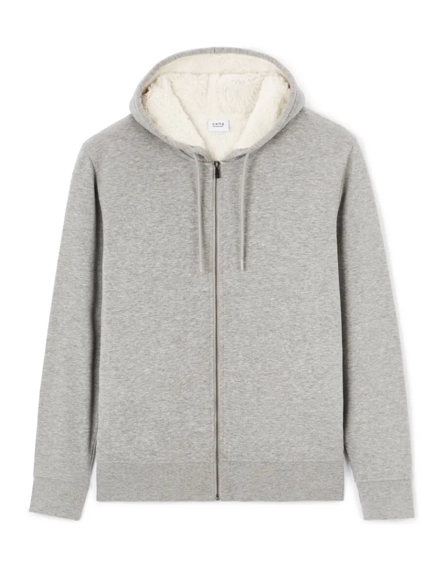 Celio Sweat zippé àcapuche coton mélangé - gris chiné^Homme Sweats