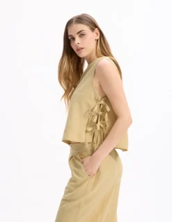 Celio Top avec liens côtés - jaune^Femme Chemises & Blouses|T-Shirts & Tops