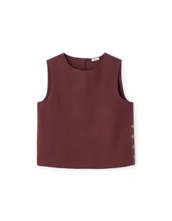 Celio Top coton lin bouton côté - marron^Femme Chemises & Blouses|T-Shirts & Tops