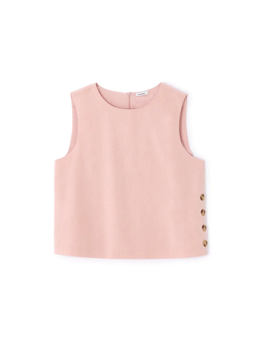 Celio Top coton lin bouton côté - rose^Femme T-Shirts & Tops|Les Ensembles