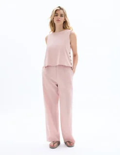 Celio Top coton lin bouton côté - rose^Femme T-Shirts & Tops|Les Ensembles