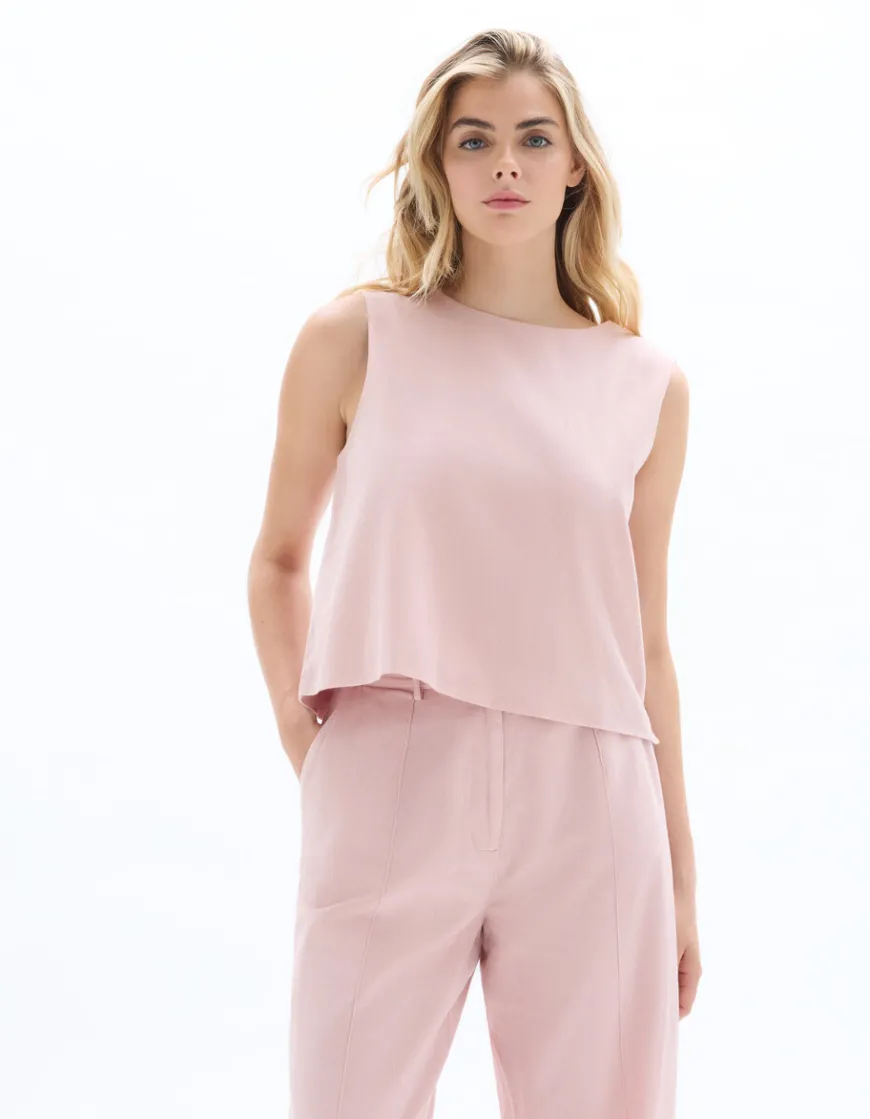 Celio Top coton lin bouton côté - rose^Femme T-Shirts & Tops|Les Ensembles