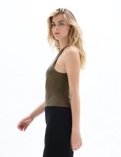 Celio Top côtelé à bretelles - kaki^Femme T-Shirts & Tops