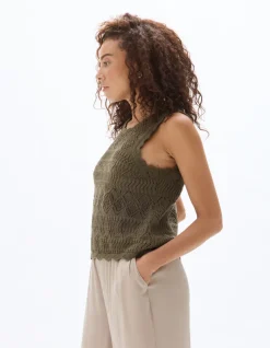 Celio Top en crochet - kaki^Femme Pulls|Les Ensembles