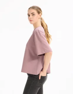 Celio T-shirt 100% coton biologique col rond - rose^Femme T-Shirts & Tops