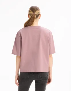 Celio T-shirt 100% coton biologique col rond - rose^Femme T-Shirts & Tops