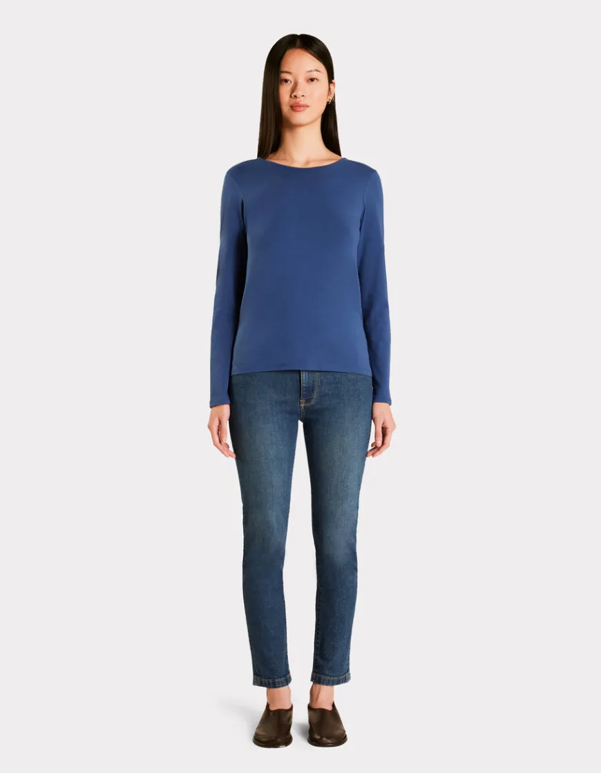 Celio T-shirt ajusté à large encolure - bleu^Femme T-Shirts & Tops