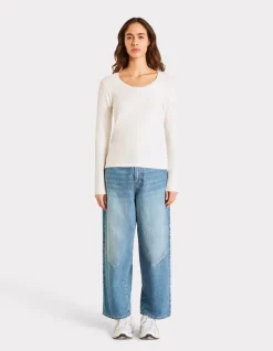 Celio T-shirt ajusté à manches longues - écru^Femme Les Essentiels Aux Meilleurs Prix|T-Shirts & Tops