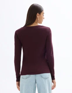 Celio T-shirt ajusté à manches longues - bordeaux^Femme T-Shirts & Tops