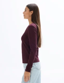 Celio T-shirt ajusté à manches longues - bordeaux^Femme T-Shirts & Tops