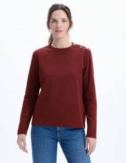 Celio T-shirt boutonné à manches longues - bordeaux^Femme T-Shirts & Tops