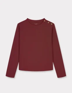 Celio T-shirt boutonné à manches longues - bordeaux^Femme T-Shirts & Tops