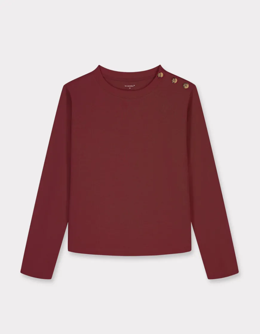 Celio T-shirt boutonné à manches longues - bordeaux^Femme T-Shirts & Tops