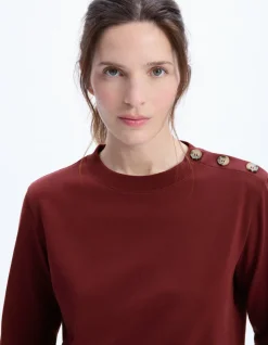 Celio T-shirt boutonné à manches longues - bordeaux^Femme T-Shirts & Tops