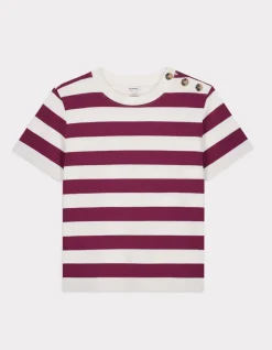 Celio T-shirt boutonné à rayures - bordeaux^Femme T-Shirts & Tops