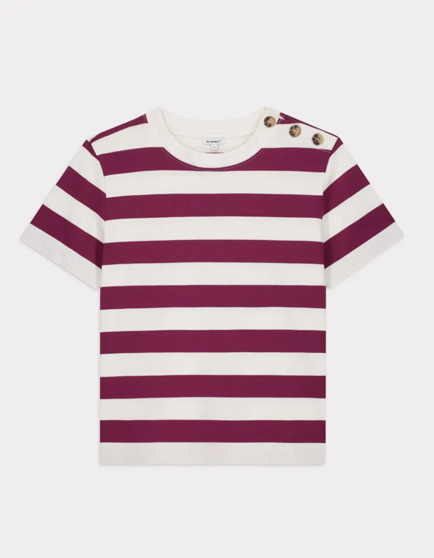 Celio T-shirt boutonné à rayures - bordeaux^Femme T-Shirts & Tops