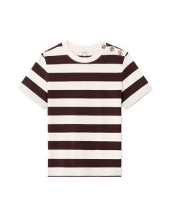 Celio T-shirt boutonné à rayures - marron^Femme T-Shirts & Tops