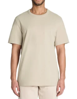 Celio T-shirt boxy col rond 100% coton - beige^Homme T-Shirts