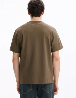 Celio T-shirt boxy col rond 100% coton - taupe^Homme T-Shirts