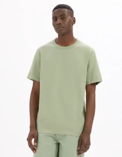 Celio T-shirt boxy col rond 100% coton - vert^Homme T-Shirts