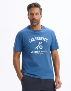 Celio T-shirt boxy col rond 100% coton - marine^Homme T-Shirts