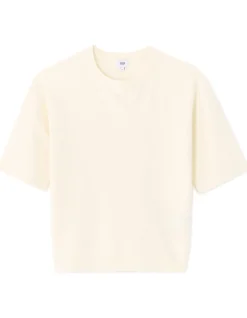 Celio T-shirt boxy col rond en maille bouclée - écru^Homme T-Shirts