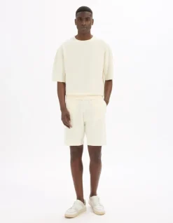 Celio T-shirt boxy col rond en maille bouclée - écru^Homme T-Shirts
