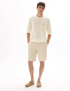 Celio T-shirt boxy col rond en maille - écru^Homme T-Shirts