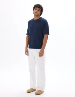 Celio T-shirt boxy col rond en maille ajourée - marine^Homme T-Shirts