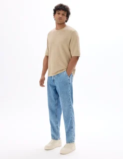 Celio T-shirt boxy col rond en maille ajourée - sand^Homme T-Shirts