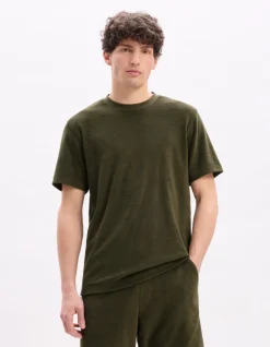 Celio T-shirt boxy col rond éponge - kaki^Homme T-Shirts