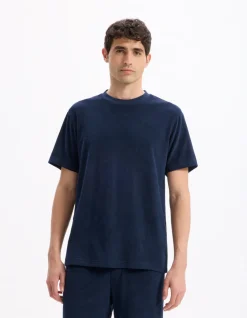 Celio T-shirt boxy col rond éponge - marine^Homme T-Shirts