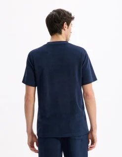 Celio T-shirt boxy col rond éponge - marine^Homme T-Shirts