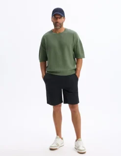 Celio T-shirt boxy en maille col rond 100% coton - kaki^Homme T-Shirts