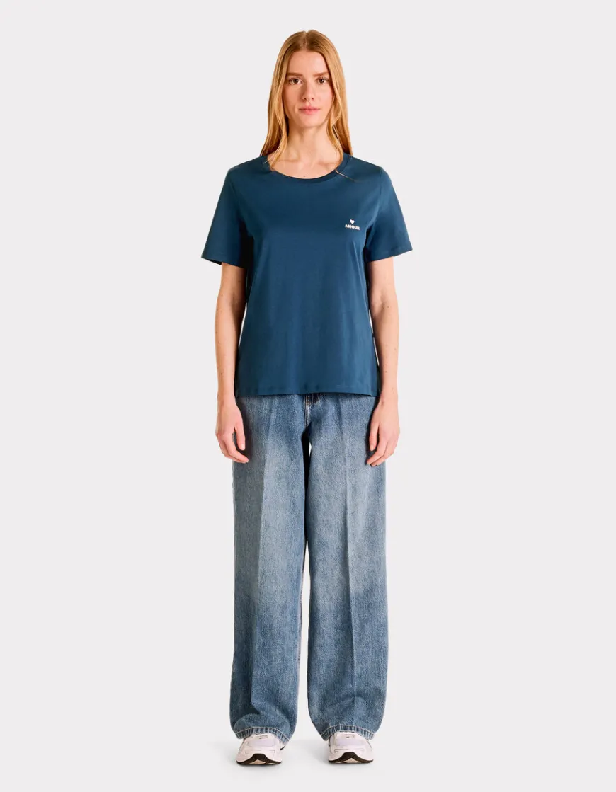 Celio T-shirt brodé à col rond - bleu^Femme T-Shirts & Tops