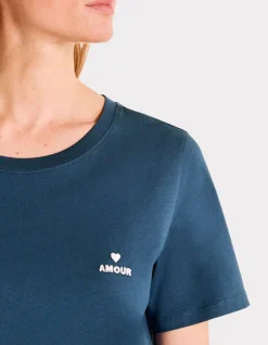 Celio T-shirt brodé à col rond - bleu^Femme T-Shirts & Tops
