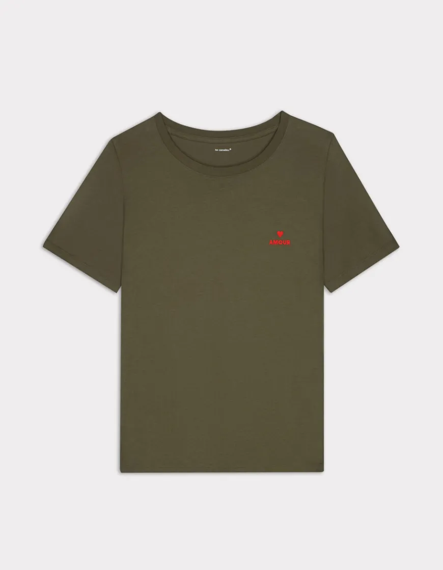 Celio T-shirt brodé à col rond - kaki^Femme T-Shirts & Tops
