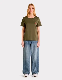 Celio T-shirt brodé à col rond - kaki^Femme T-Shirts & Tops