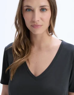 Celio T-shirt col V ajustée en modal - gris^Femme Sportswear|Loungewear