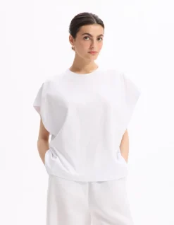 Celio T-shirt coton épais oversize sans manche - blanc^Femme T-Shirts & Tops